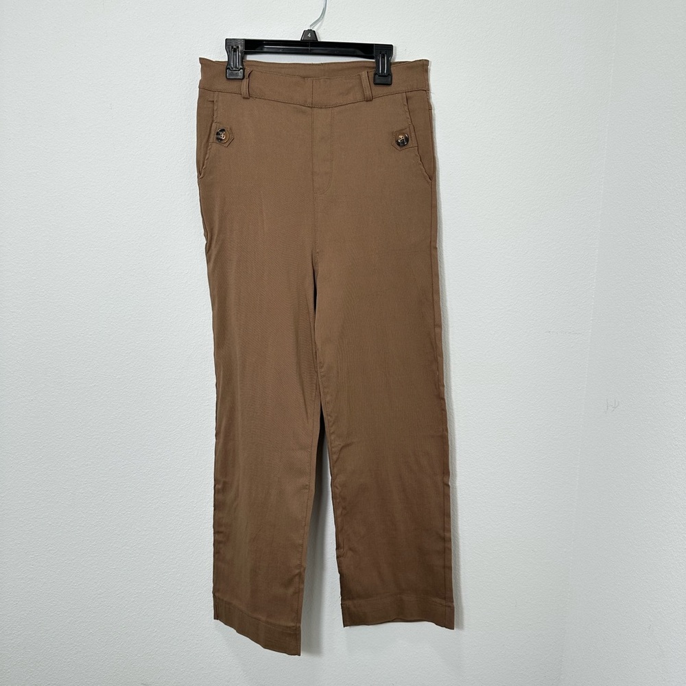My Comfy Pant Stretch Twill Cropped Wide Leg Pant Oprah's Favorite Brown Size M